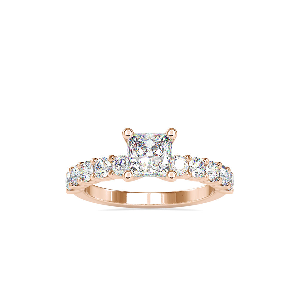 SKU: 0117 (18K) Fancy Prong-Stting Solitaire Engagment Ring in Rose Gold.