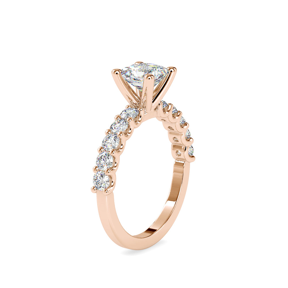 SKU: 0117 (22K) Fancy Prong-Stting Solitaire Engagment Ring in Rose Gold.