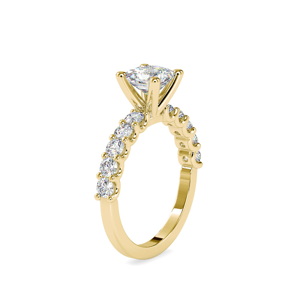 SKU: 0117 (14K) Fancy Prong-Stting Solitaire Engagment Ring in Rose Gold.