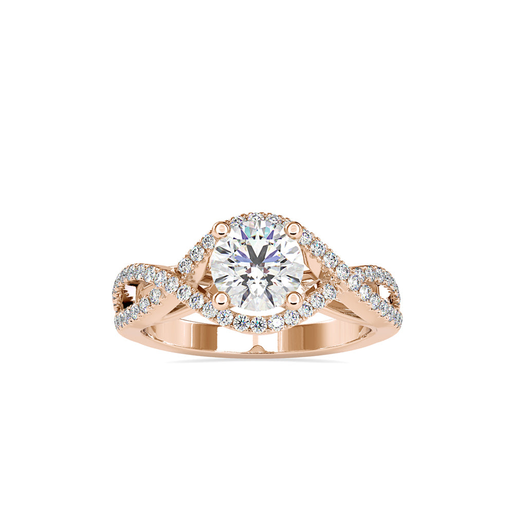 SKU: 0118 (10K) Twisted Shank Solitaire Engagment Ring in Rose Gold.