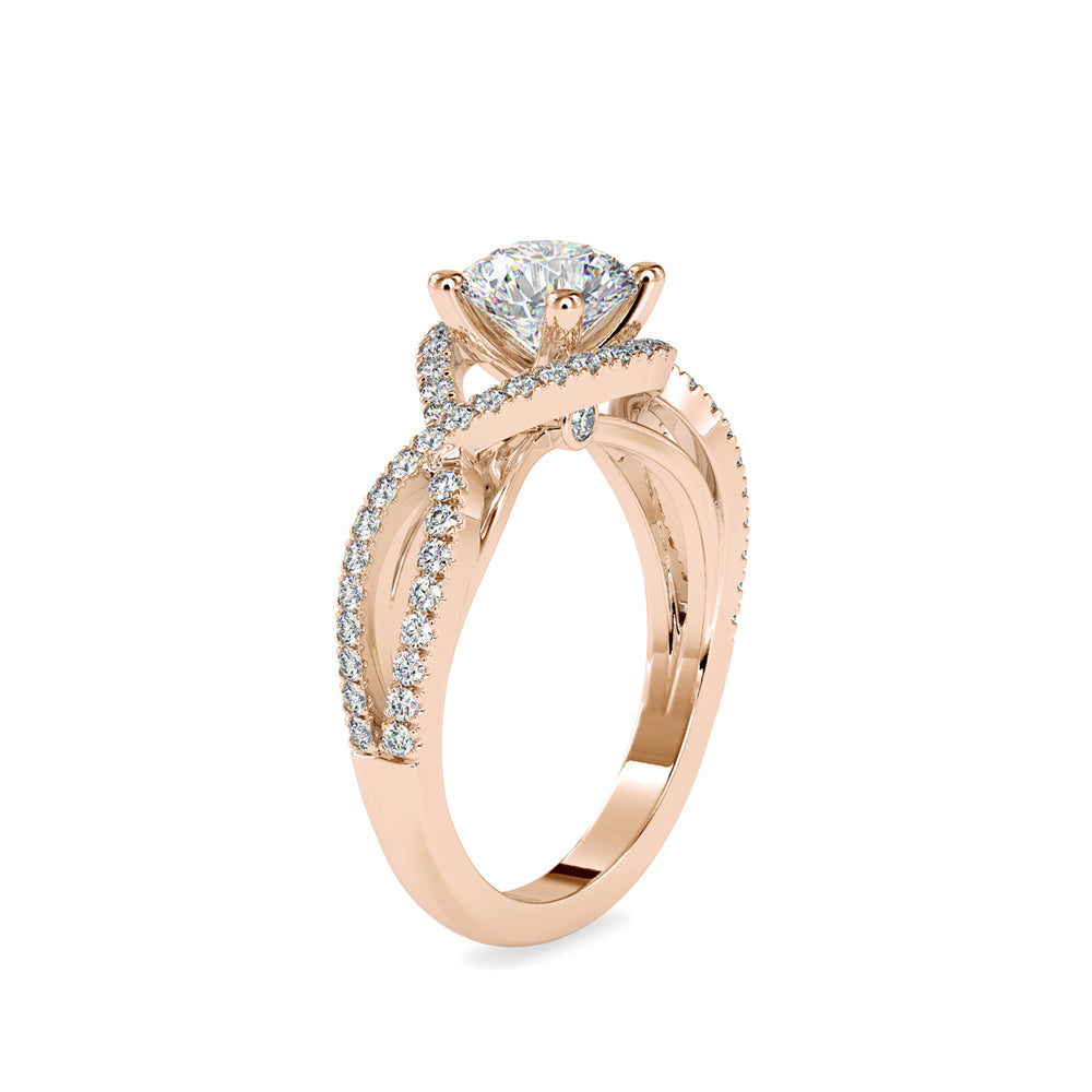 SKU: 0118 (14K) Twisted Shank Solitaire Engagment Ring in Rose Gold.