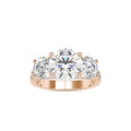 SKU: 0120 (14K) Vintage Triple-Diamond Engagment Ring in Rose Gold.
