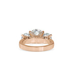 SKU: 0120 (22K) Vintage Triple-Diamond Engagment Ring in Rose Gold.