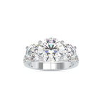 SKU: 0120 (18K) Vintage Triple-Diamond Engagment Ring in Rose Gold.
