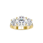 SKU: 0120 (10K) Vintage Triple-Diamond Engagment Ring in Rose Gold.