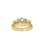SKU: 0120 (10K) Vintage Triple-Diamond Engagment Ring in Rose Gold.