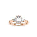 SKU: 0121 (22K)  Emerald Three-Stone Engagment Ring in Rose Gold.