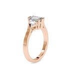 SKU: 0121 (22K)  Emerald Three-Stone Engagment Ring in Rose Gold.