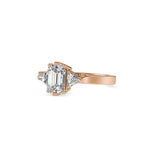 SKU: 0121 (18K)  Emerald Three-Stone Engagment Ring in Rose Gold.