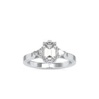 SKU: 0121 (14K)  Emerald Three-Stone Engagment Ring in Rose Gold.