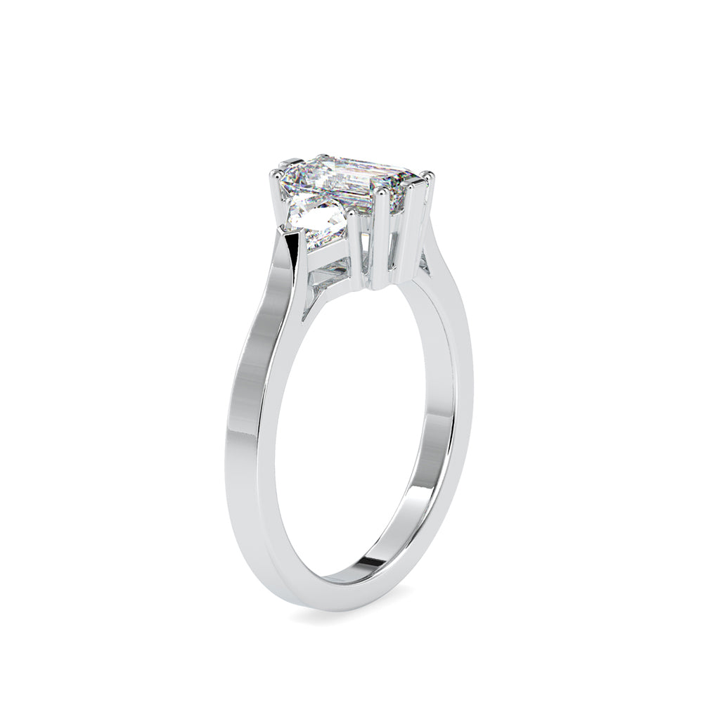 SKU: 0121 (22K)  Emerald Three-Stone Engagment Ring in Rose Gold.