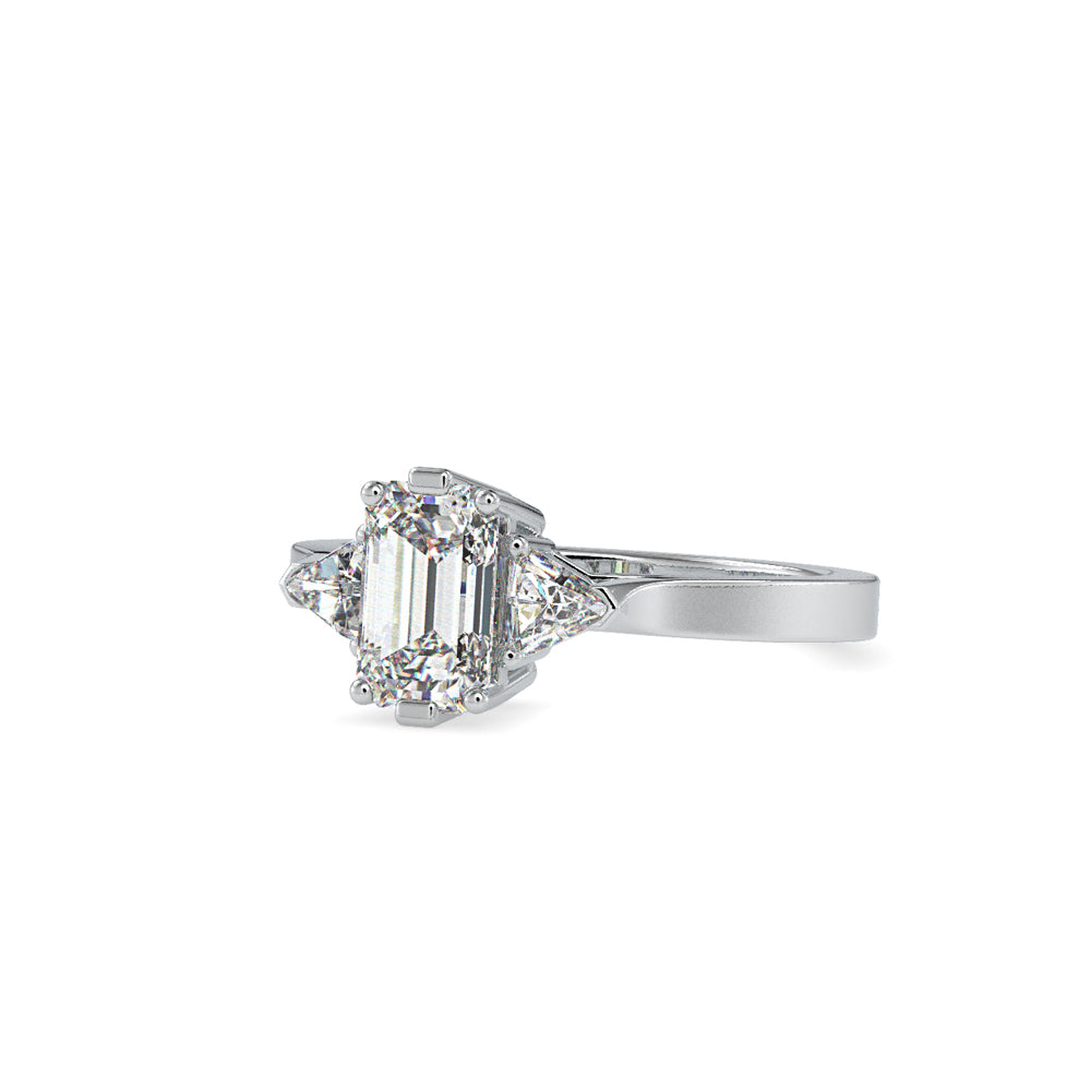 SKU: 0121 (22K)  Emerald Three-Stone Engagment Ring in Rose Gold.