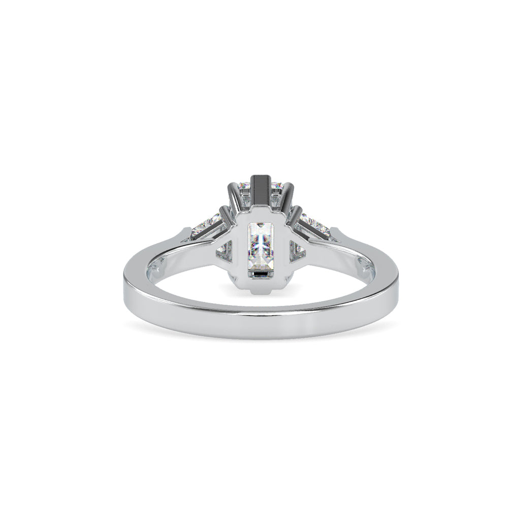 SKU: 0121 (14K)  Emerald Three-Stone Engagment Ring in Rose Gold.