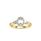 SKU: 0121 (18K)  Emerald Three-Stone Engagment Ring in Rose Gold.