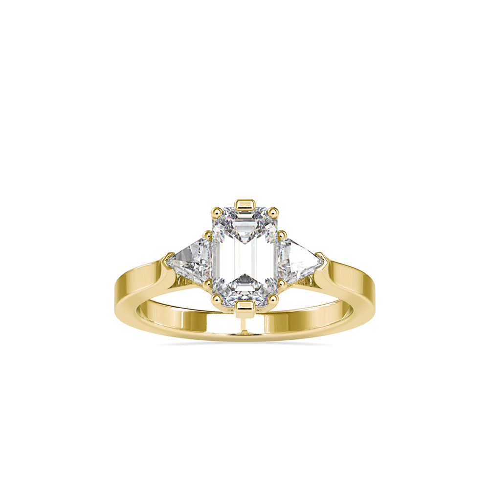 SKU: 0121 (10K)  Emerald Three-Stone Engagment Ring in Rose Gold.