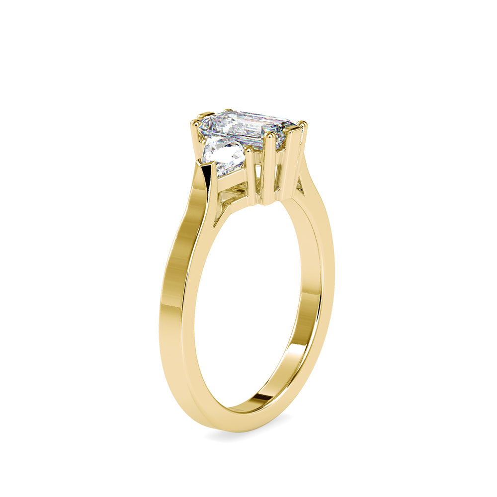 SKU: 0121 (22K)  Emerald Three-Stone Engagment Ring in Rose Gold.