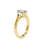 SKU: 0121 (18K)  Emerald Three-Stone Engagment Ring in Rose Gold.