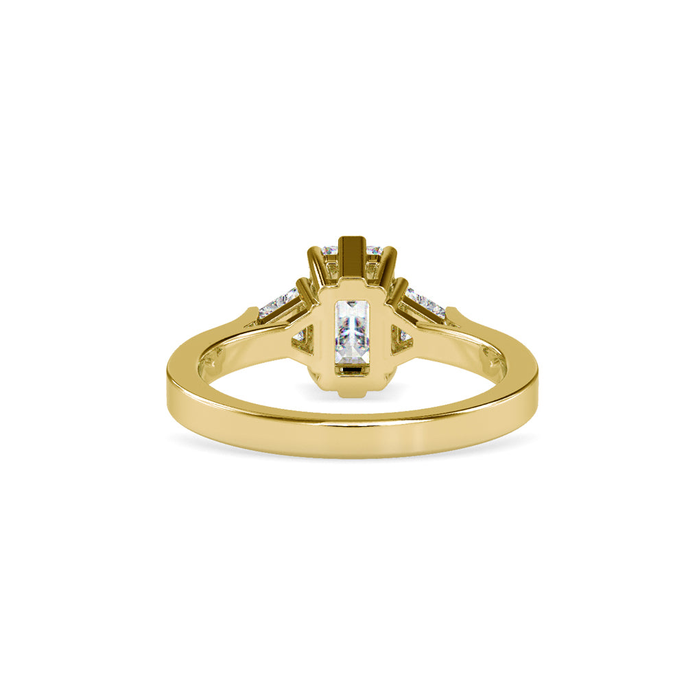 SKU: 0121 (18K)  Emerald Three-Stone Engagment Ring in Rose Gold.
