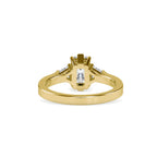 SKU: 0121 (18K)  Emerald Three-Stone Engagment Ring in Rose Gold.
