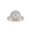 SKU: 0122 (18K) Dazzling Round Double Halo Engagment Ring in Rose Gold.