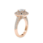 SKU: 0122 (14K) Dazzling Round Double Halo Engagment Ring in Rose Gold.
