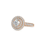 SKU: 0122 (18K) Dazzling Round Double Halo Engagment Ring in Rose Gold.
