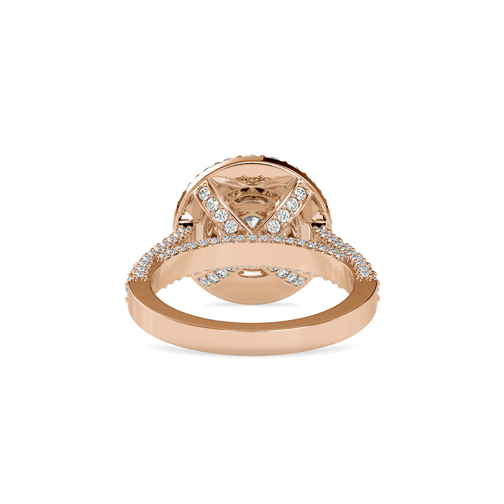 SKU: 0122 (14K) Dazzling Round Double Halo Engagment Ring in Rose Gold.