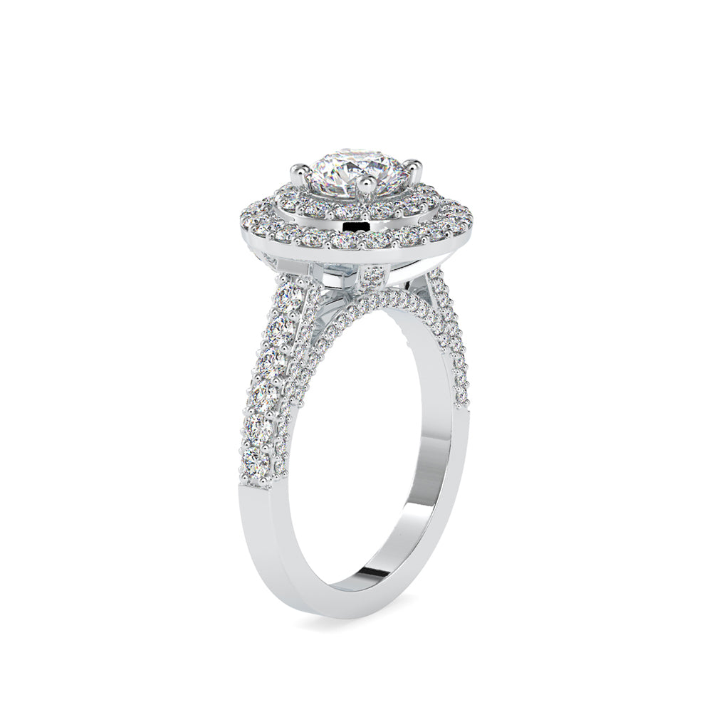 SKU: 0122 (18K) Dazzling Round Double Halo Engagment Ring in Rose Gold.