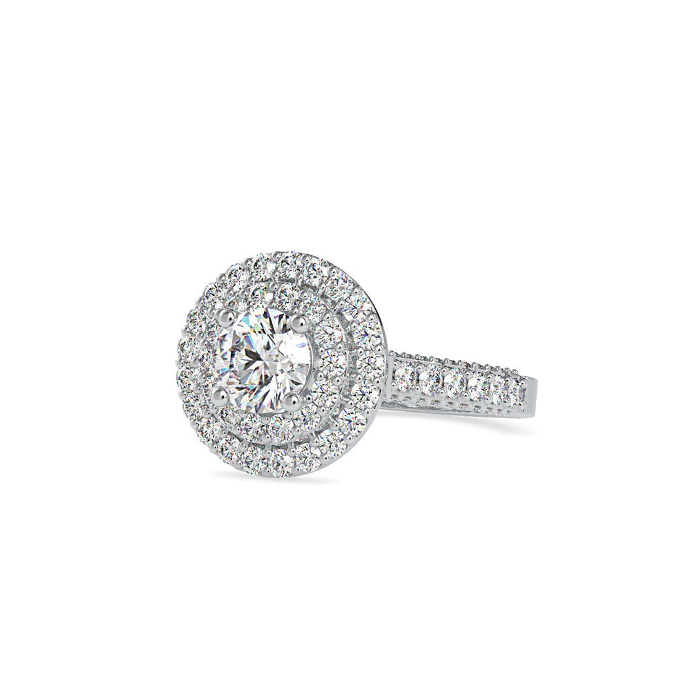 SKU: 0122 (22K) Dazzling Round Double Halo Engagment Ring in Rose Gold.