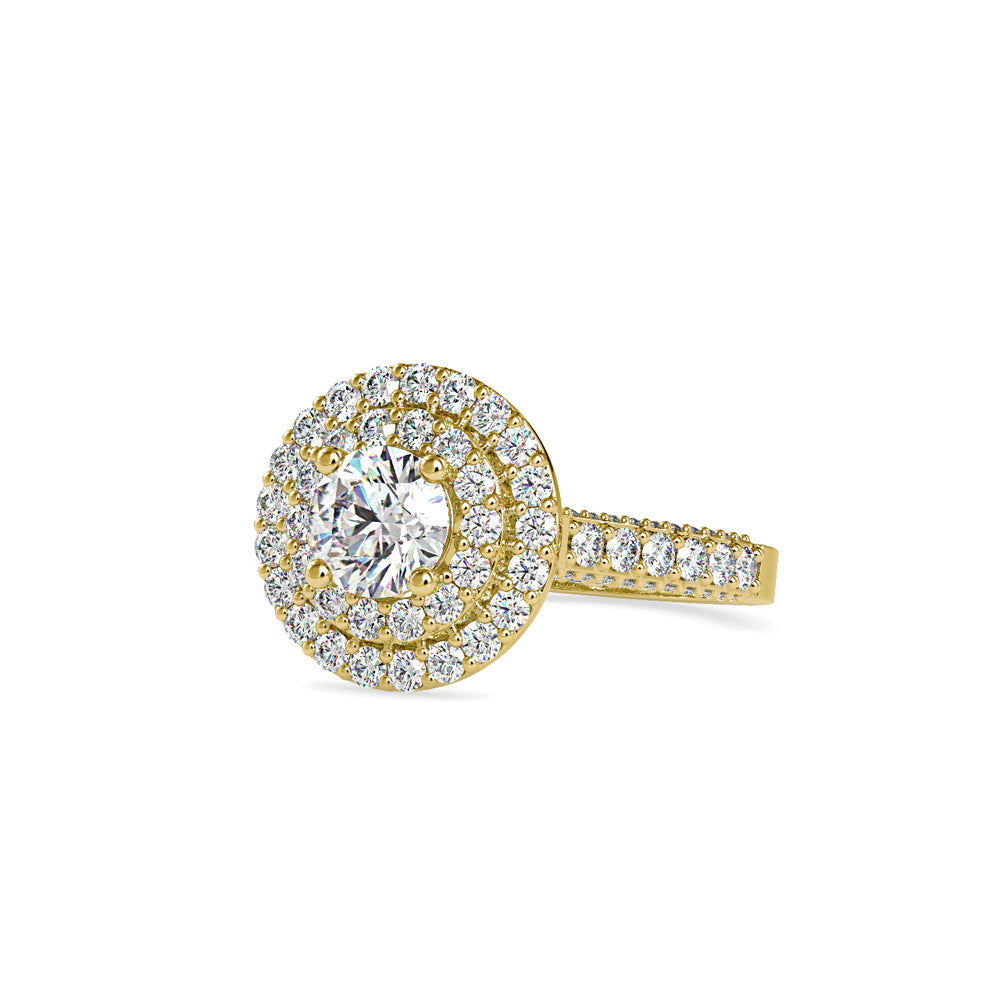 SKU: 0122 (22K) Dazzling Round Double Halo Engagment Ring in Rose Gold.