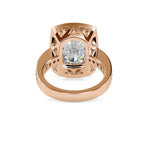SKU: 0123 (22K) Bezel set Radiant Halo Engagment Ring in Rose Gold.
