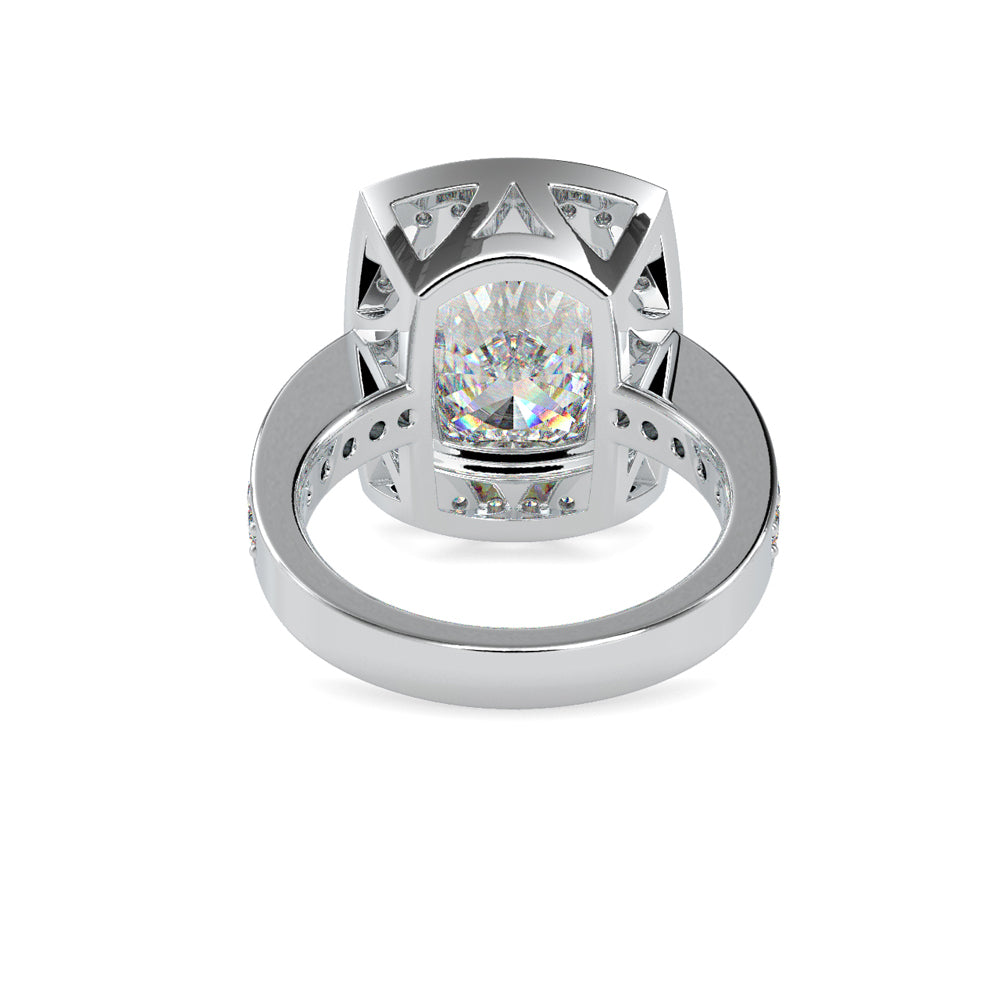 SKU: 0123 (10K) Bezel set Radiant Halo Engagment Ring in Rose Gold.