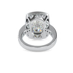 SKU: 0123 (14K) Bezel set Radiant Halo Engagment Ring in Rose Gold.