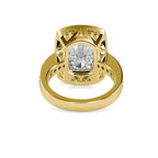 SKU: 0123 (14K) Bezel set Radiant Halo Engagment Ring in Rose Gold.