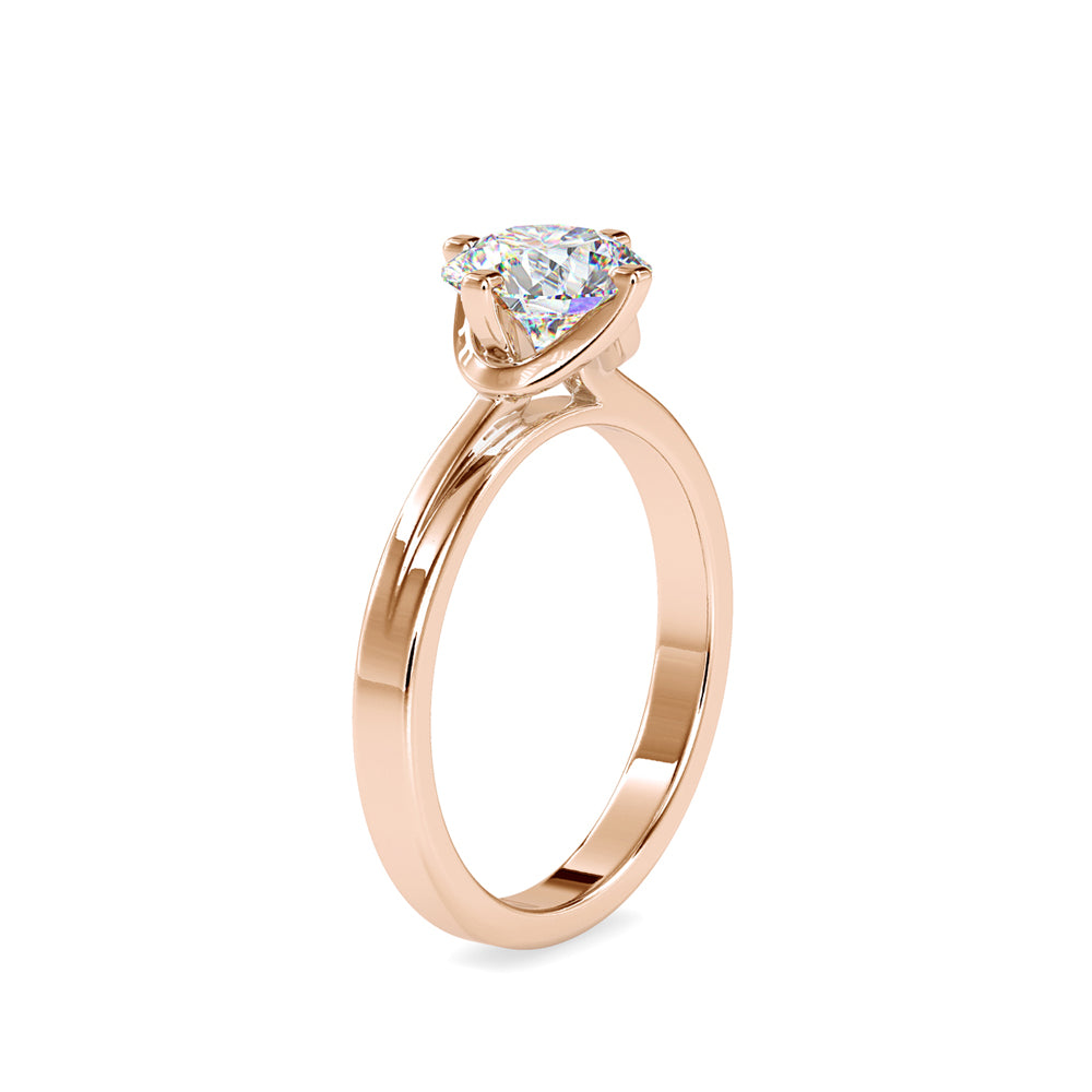 SKU: 0124 (22K) Knotted-Prong Solitaire Engagment Ring in Rose Gold.