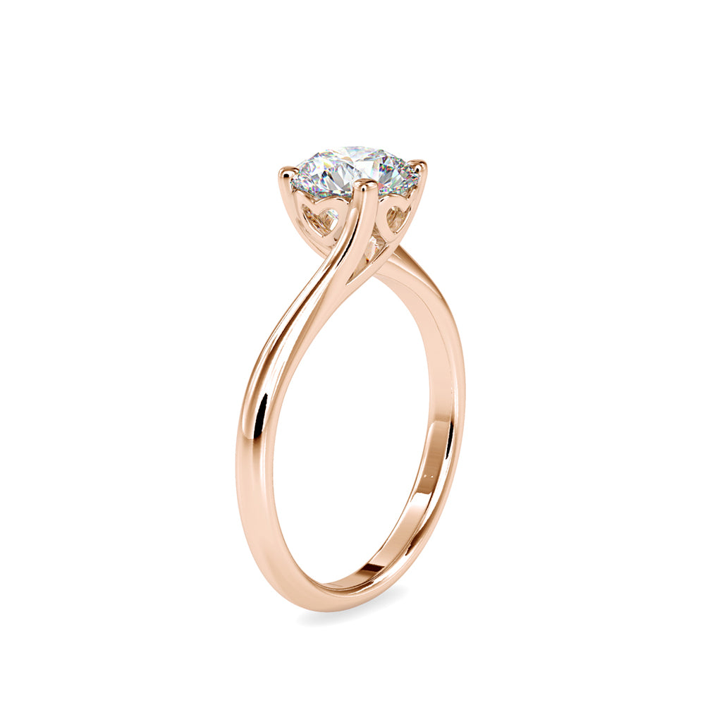 SKU: 0127 (14K) Heart-Setting Solitaire Engagment Ring in Rose Gold.