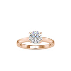 SKU: 0128 (18K) Four-Prong Solitaire Engagment Ring in Rose Gold.
