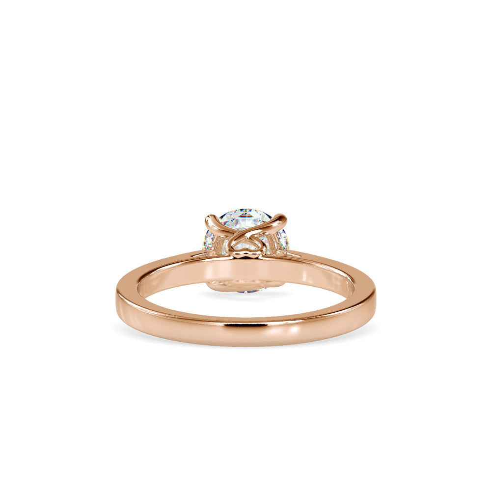 SKU: 0128 (18K) Four-Prong Solitaire Engagment Ring in Rose Gold.