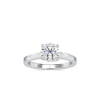 SKU: 0128 (14K) Four-Prong Solitaire Engagment Ring in Rose Gold.