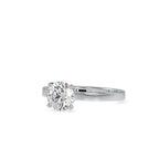 SKU: 0128 (18K) Four-Prong Solitaire Engagment Ring in Rose Gold.