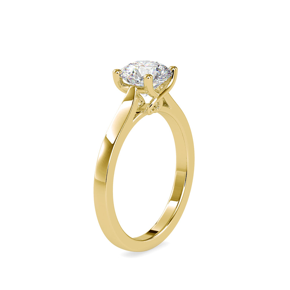 SKU: 0128 (14K) Four-Prong Solitaire Engagment Ring in Rose Gold.