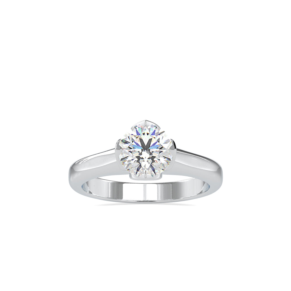 SKU: 0129 (18K) Lotus Flower-setting  Engagment Ring in Rose Gold.