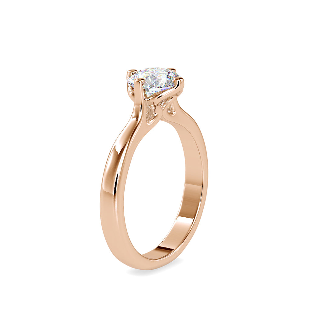 SKU: 0130 (22K) Four-Prong Solitaire Engagment Ring in Rose Gold.