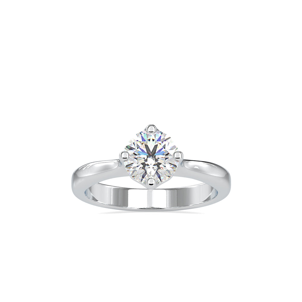 SKU: 0130 (18K) Four-Prong Solitaire Engagment Ring in Rose Gold.