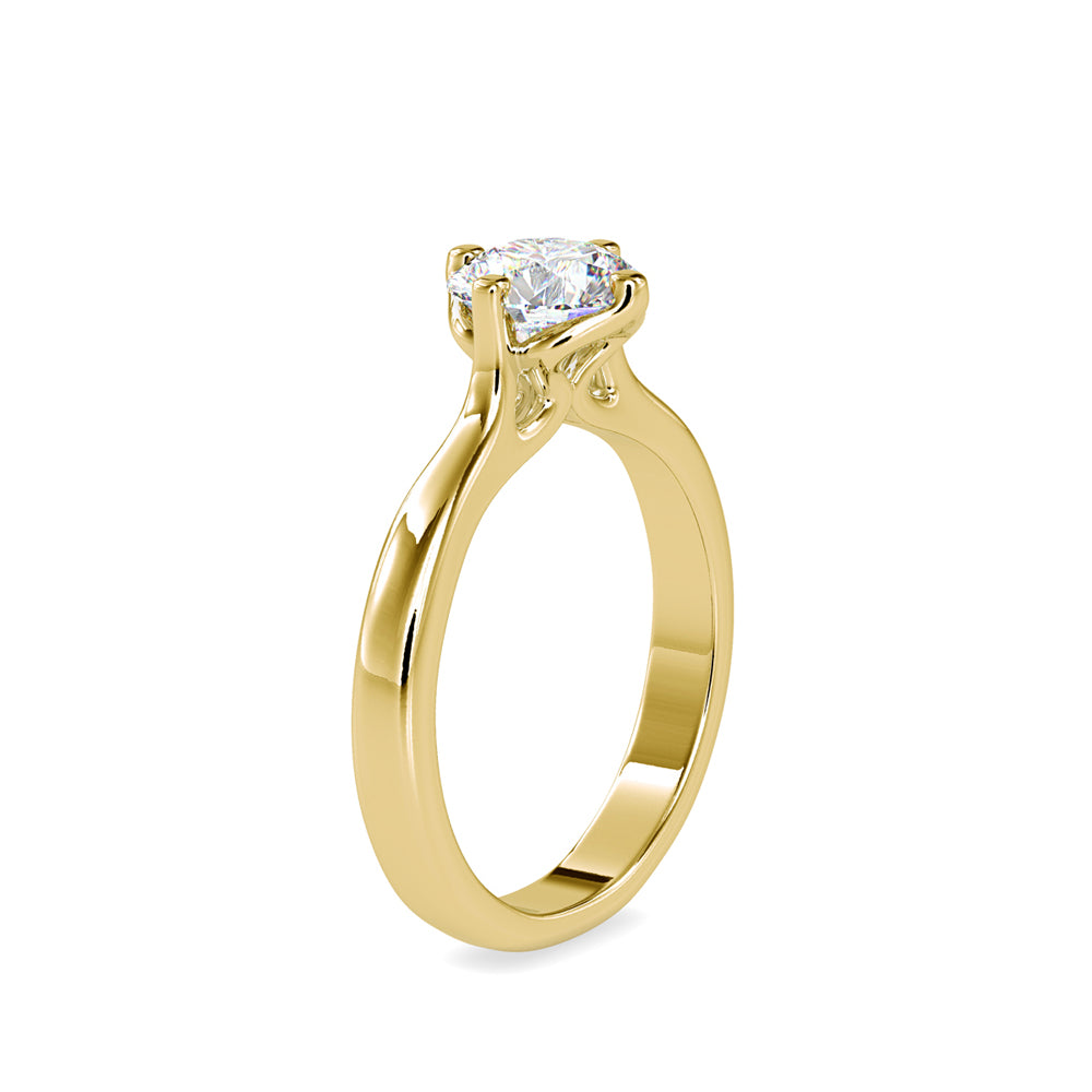 SKU: 0130 (18K) Four-Prong Solitaire Engagment Ring in Rose Gold.