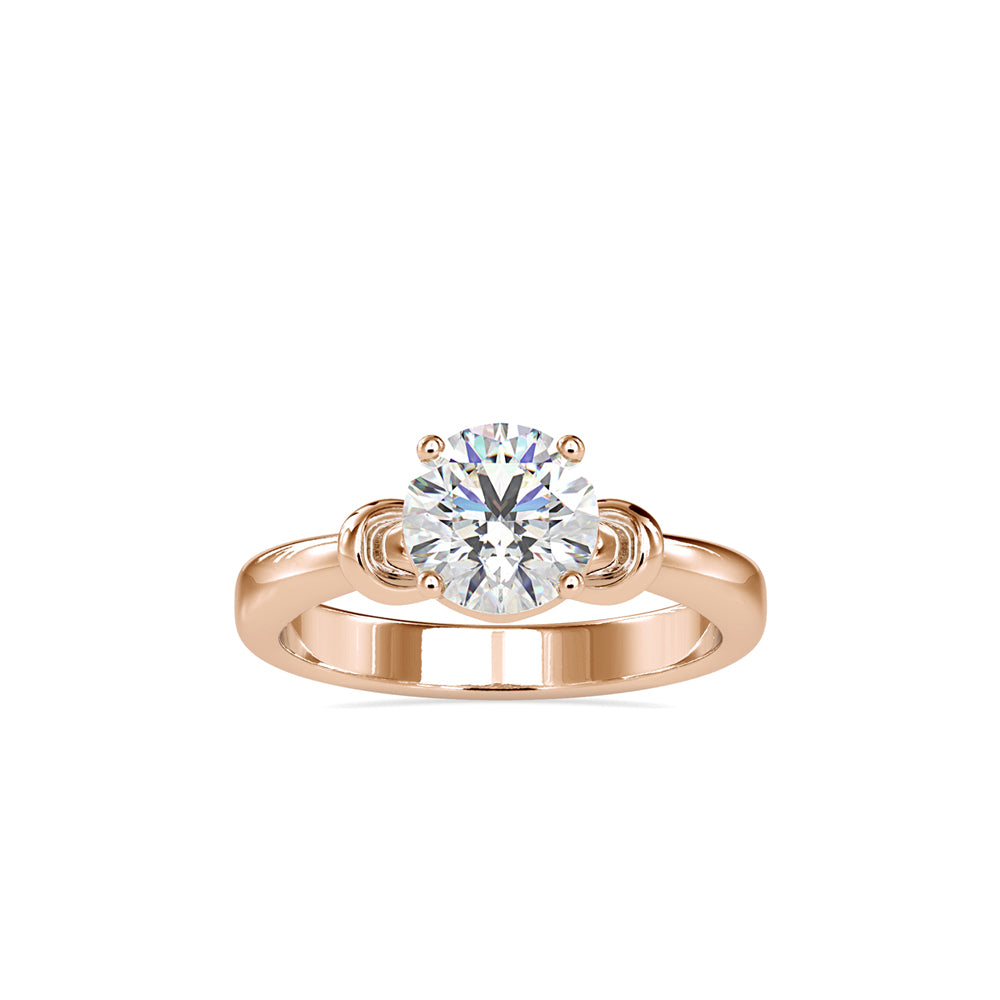 SKU: 0131 (22K) Heart-Setting Knotted Solitaire Engagment Ring in Rose Gold.