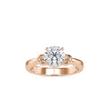 SKU: 0131 (14K) Heart-Setting Knotted Solitaire Engagment Ring in Rose Gold.