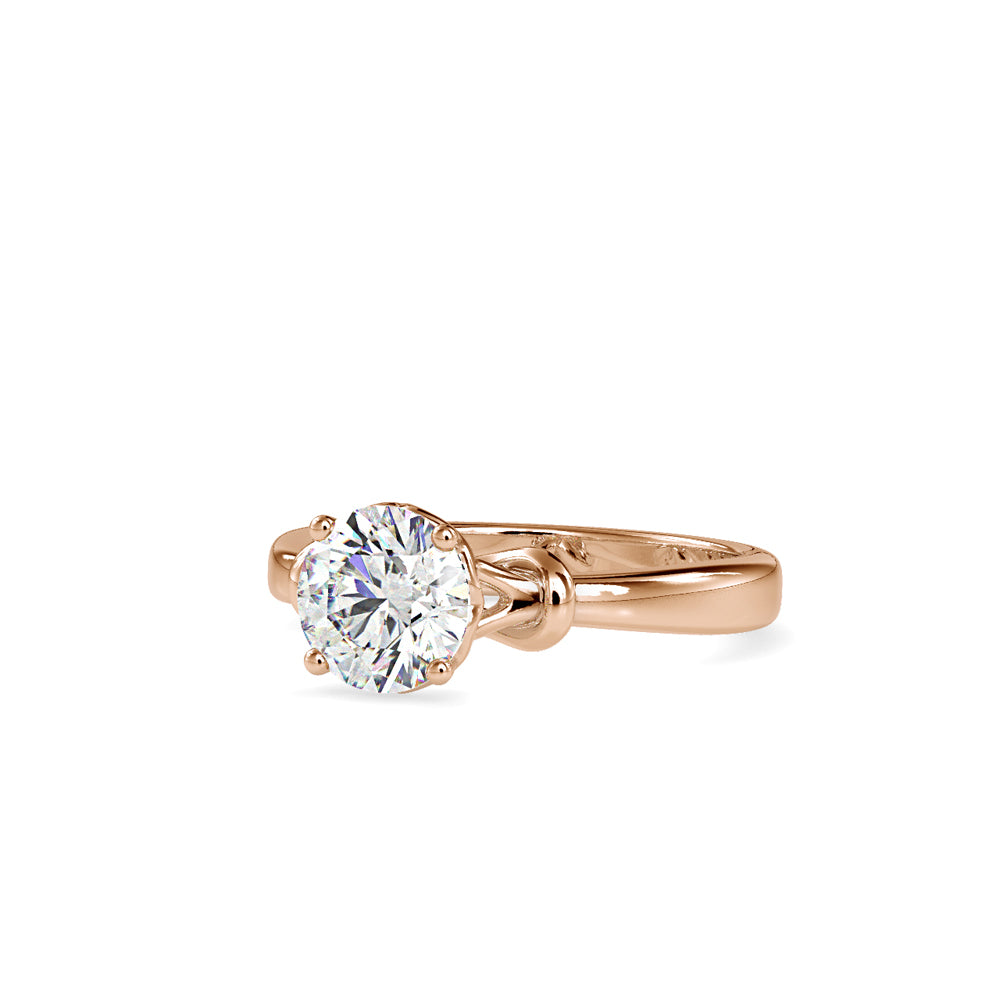 SKU: 0131 (14K) Heart-Setting Knotted Solitaire Engagment Ring in Rose Gold.