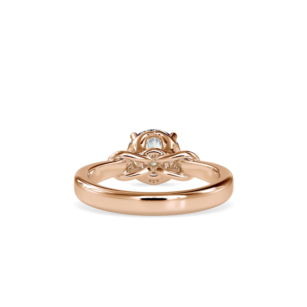 SKU: 0131 (18K) Heart-Setting Knotted Solitaire Engagment Ring in Rose Gold.