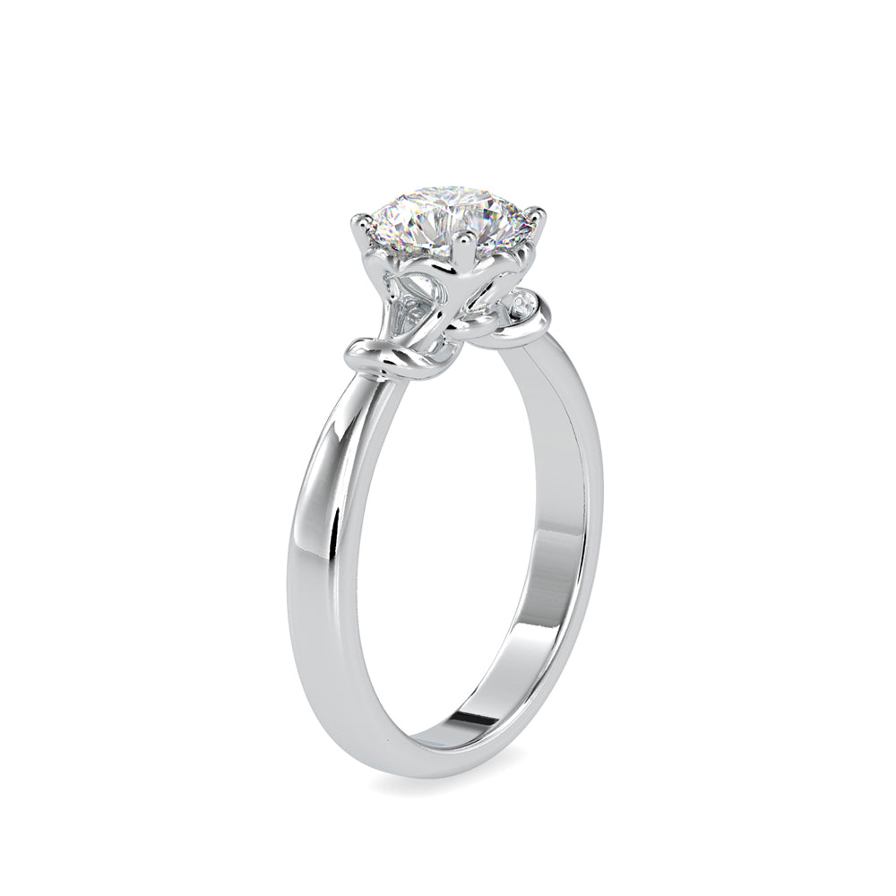SKU: 0131 (14K) Heart-Setting Knotted Solitaire Engagment Ring in Rose Gold.